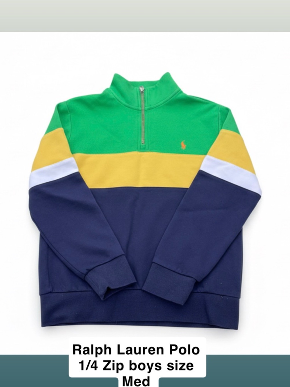 Polo by Ralph Lauren Green/Yellow/Navy Colorblock 1/4 Zip Sweater and Joggers